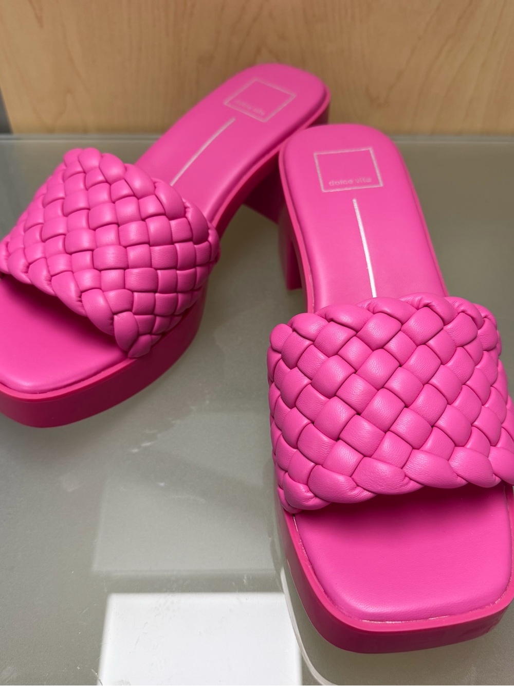 NWOB Dolce Vita Hot Pink Woven Slide Sandals